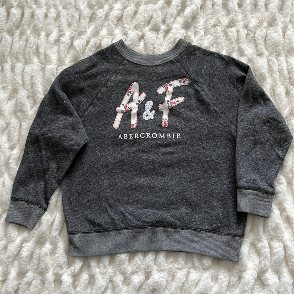 Abercrombie kids gray sweatshirt with floral letters size 9/10